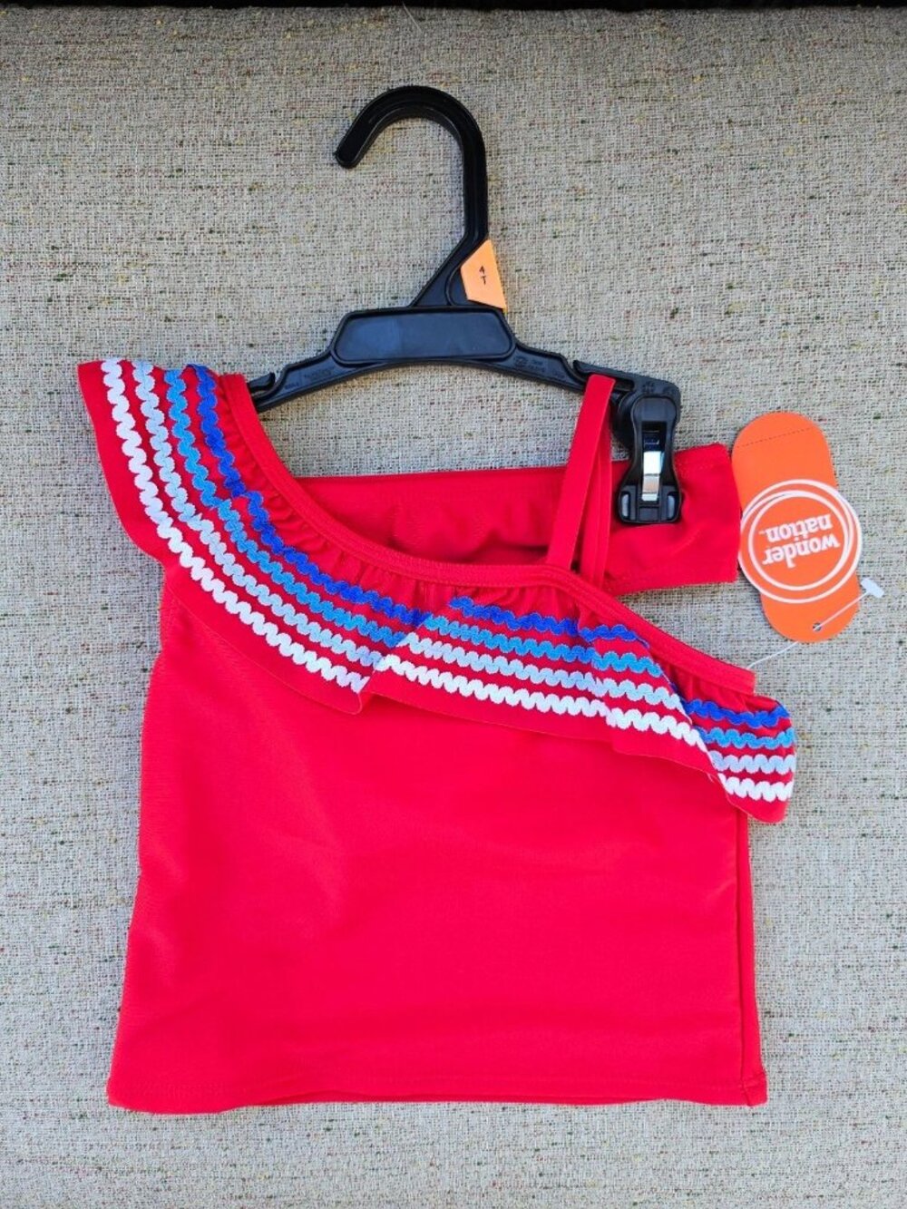 Wonder Nation Toddler Girls Swimsuit Ruffle Tankini Swim Set 2-Piece Size 4T NWT